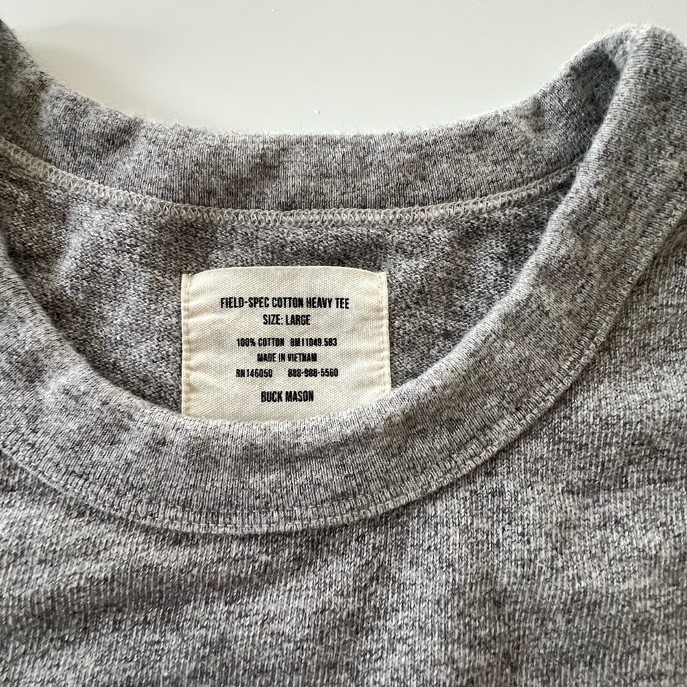 Buck Mason Heather Gray Heavy Tee - Picture 4 of 6